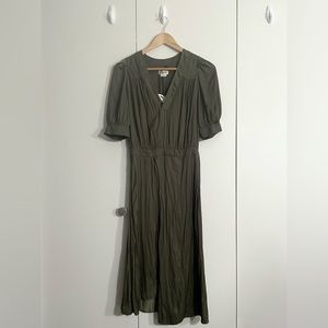 Zadig & Voltaire assymetrical Ralia dress, olive color, wrap skirt, satin